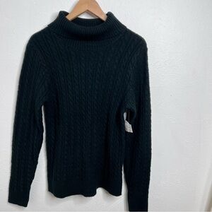 Olivia Sky Cable Knit Cut-out Turtleneck black Women's Sweater S